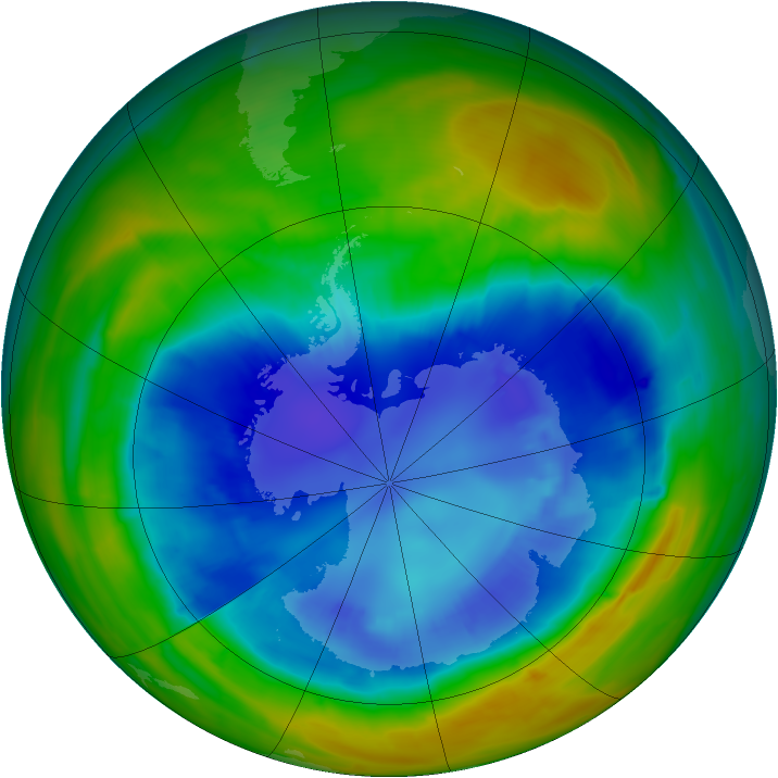 Antarctic ozone map for 01 September 2014